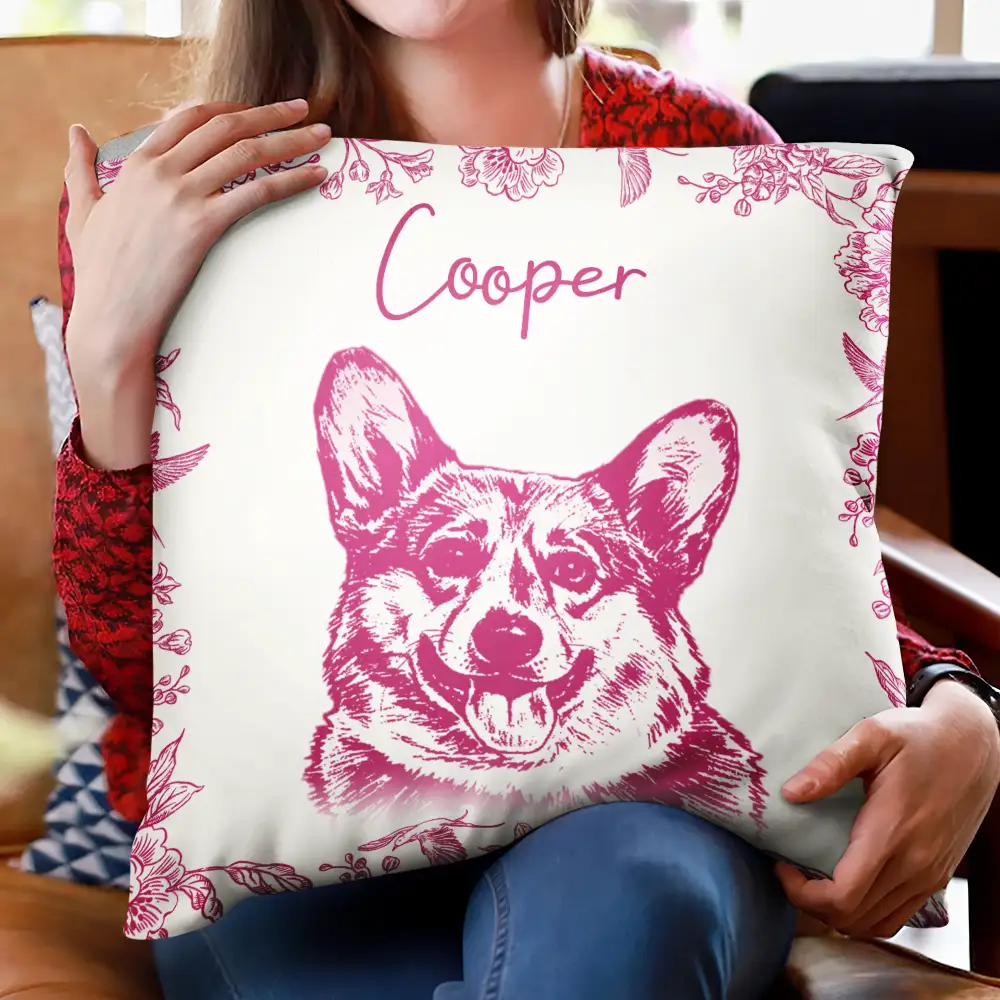 Custom Photo Pencil Sketch Dog Cat Portrait - Personalized Pillow - Image 3