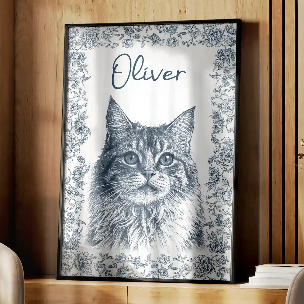 Custom Photo Pencil Sketch Dog Cat Portrait - Personalized Poster - Image 5