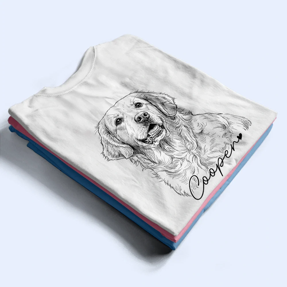 Custom Photo Pencil Sketch Dog Mom Dog Dad Hand Punch - Personalized T Shirt - Image 4