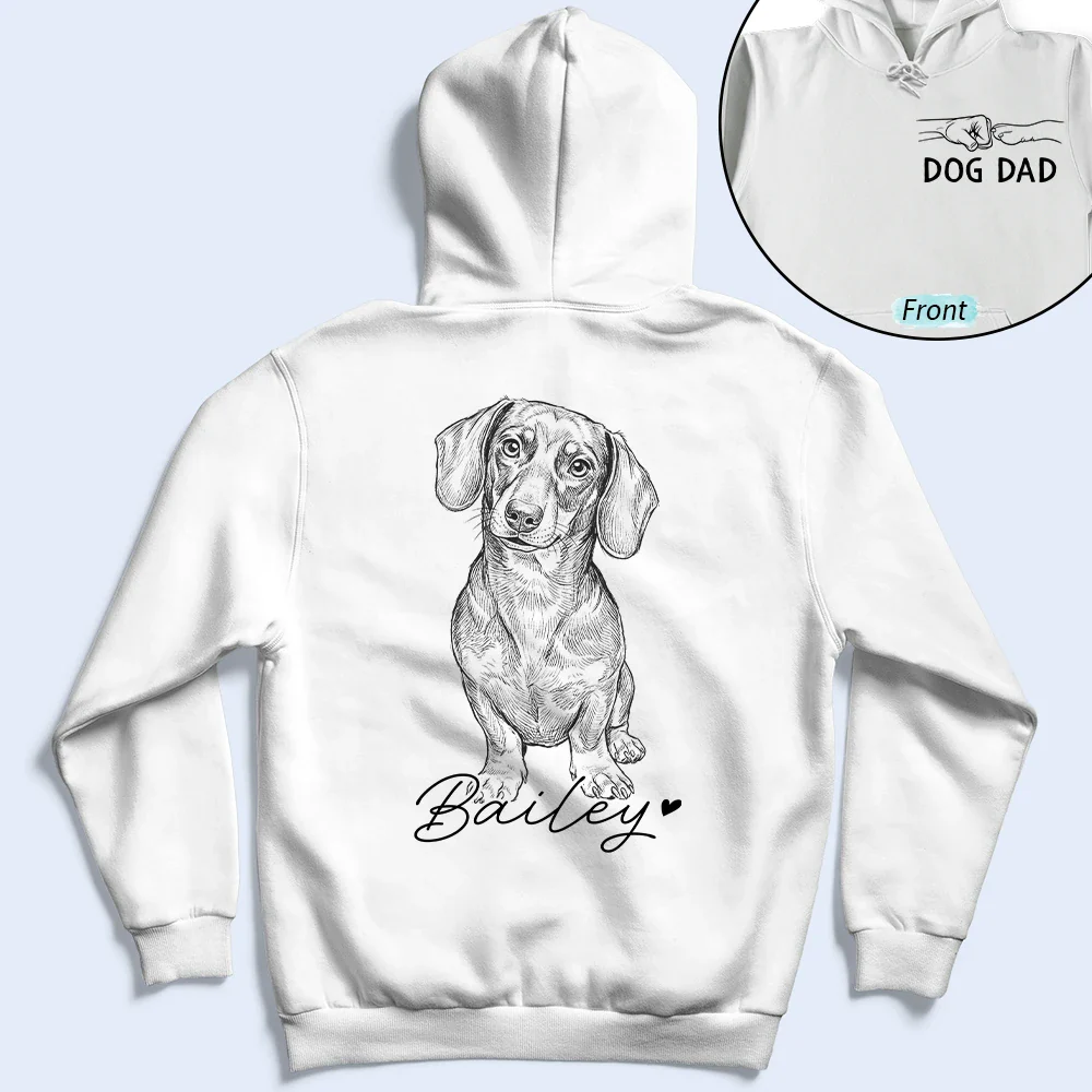 Custom Photo Pencil Sketch Dog Mom Dog Dad Hand Punch - Personalized T Shirt - Image 6