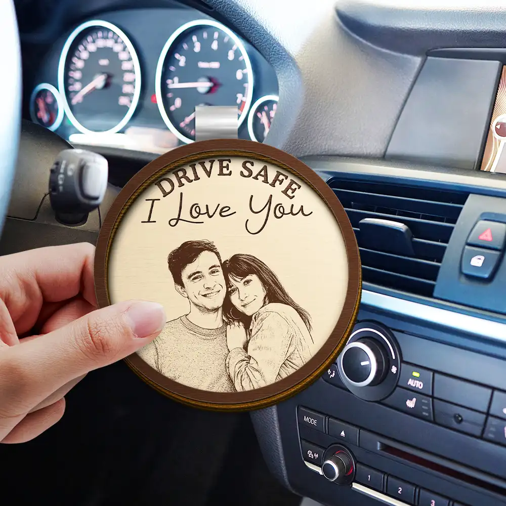 Custom Photo Pencil Sketch Drive Safe Family Besties Dog Cat Portrait - Personalized Custom Shaped Car Visor Clip - Image 4