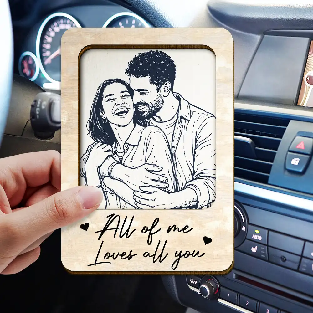 Custom Photo Pencil Sketch Drive Safe I Love You Couple Family - Personalized Custom Shaped Car Visor Clip - Image 4