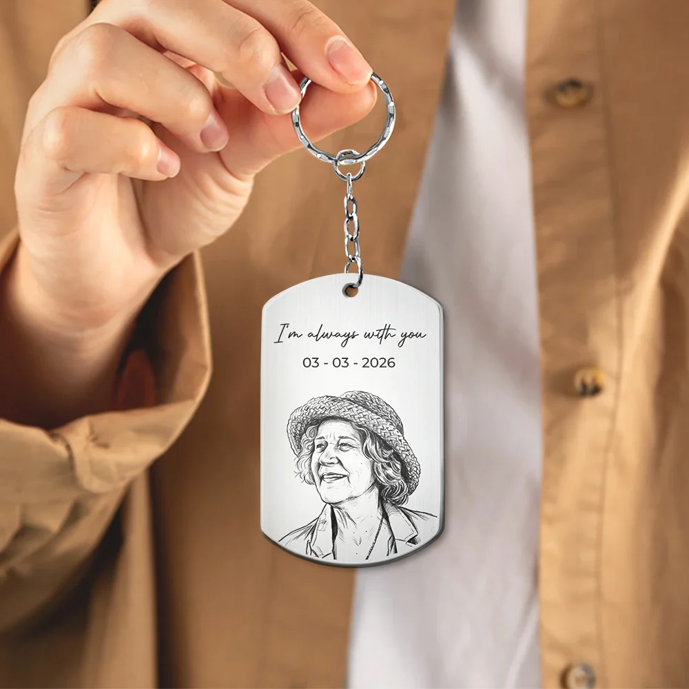 Custom Photo Pencil Sketch Family Besties Dog Cat Portrait - Personalized Aluminum Keychain - Image 5