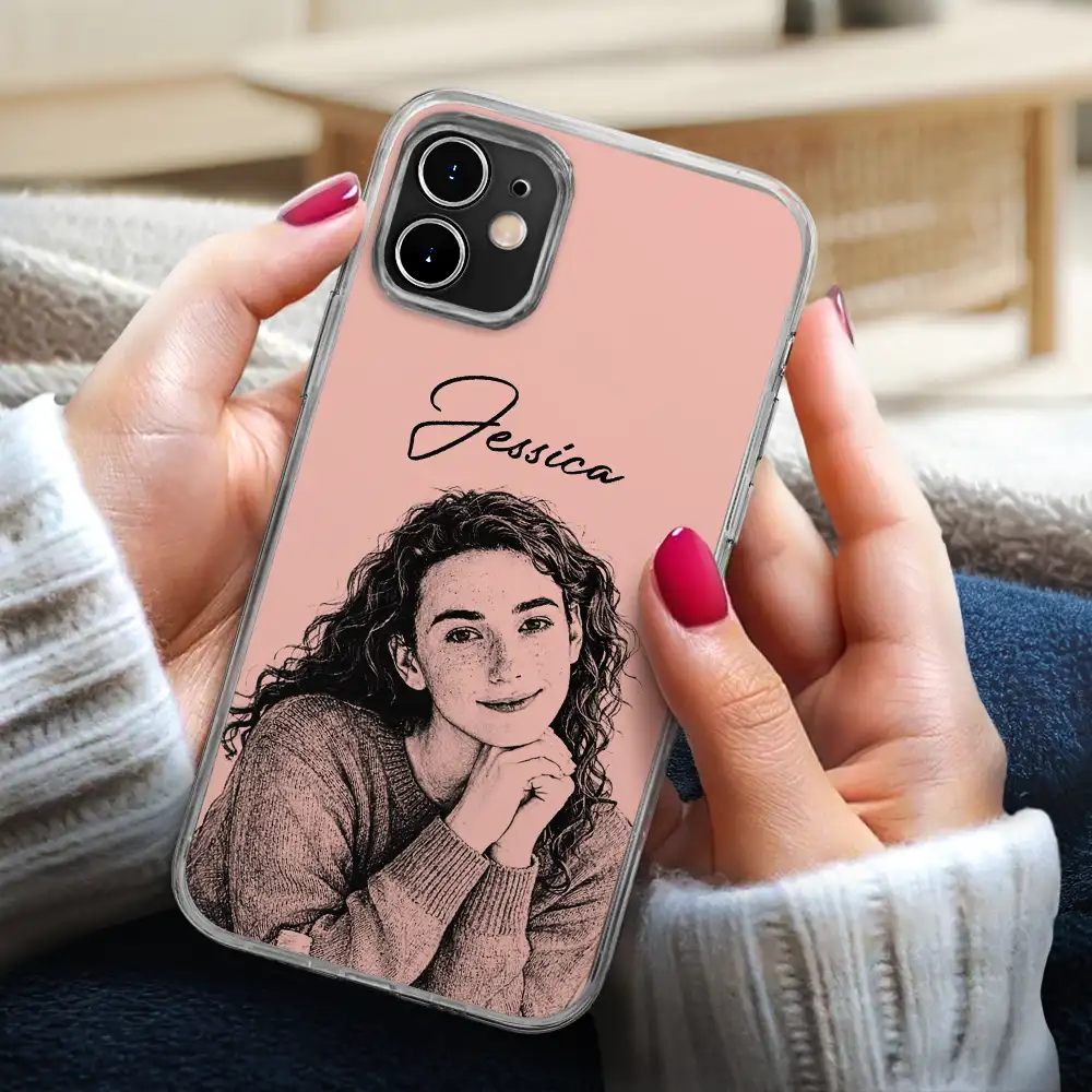 Custom Photo Pencil Sketch Family Besties Dog Cat Portrait - Personalized Clear Phone Case - Image 4