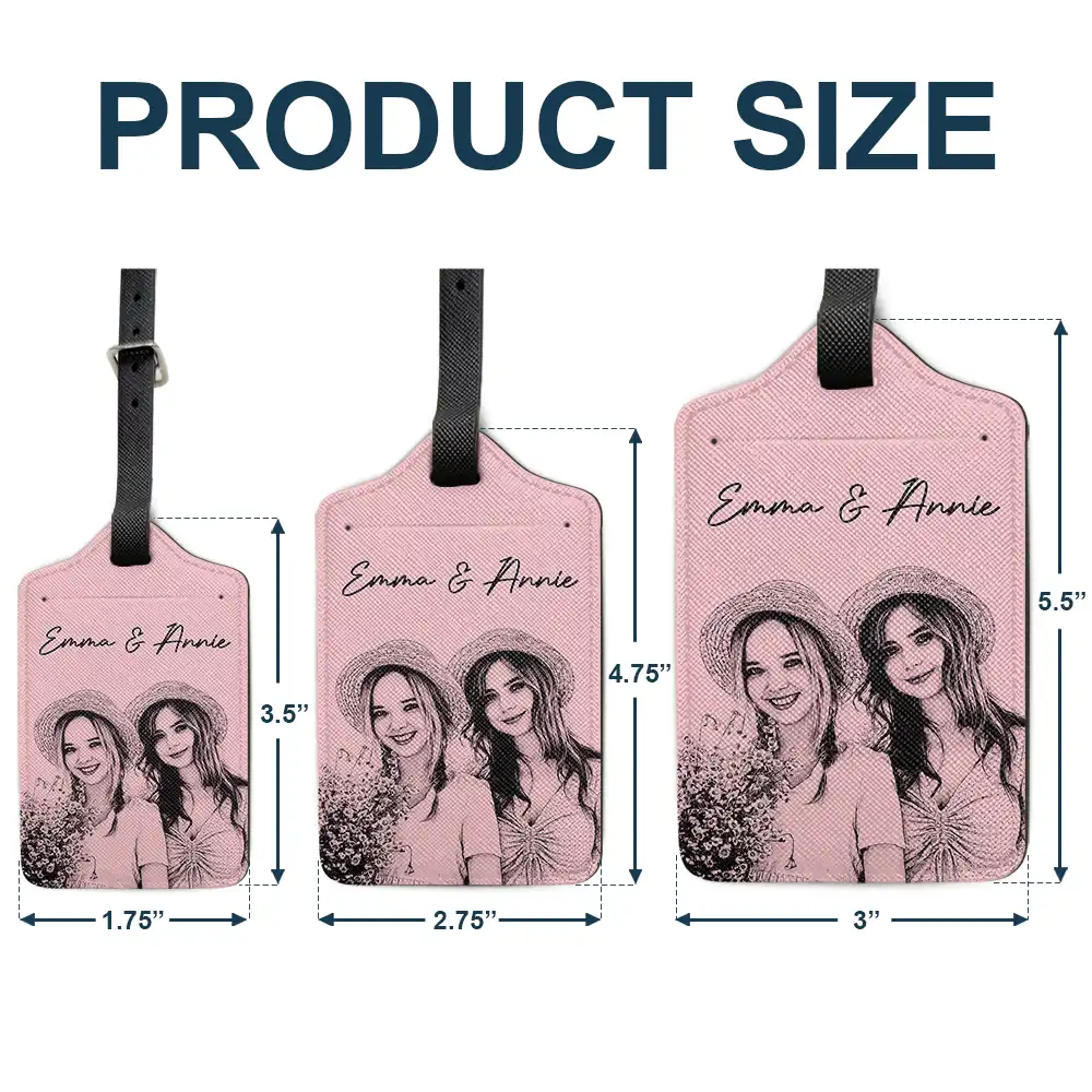 Custom Photo Pencil Sketch Family Besties Dog Cat Portrait - Personalized Luggage Tag - Image 6
