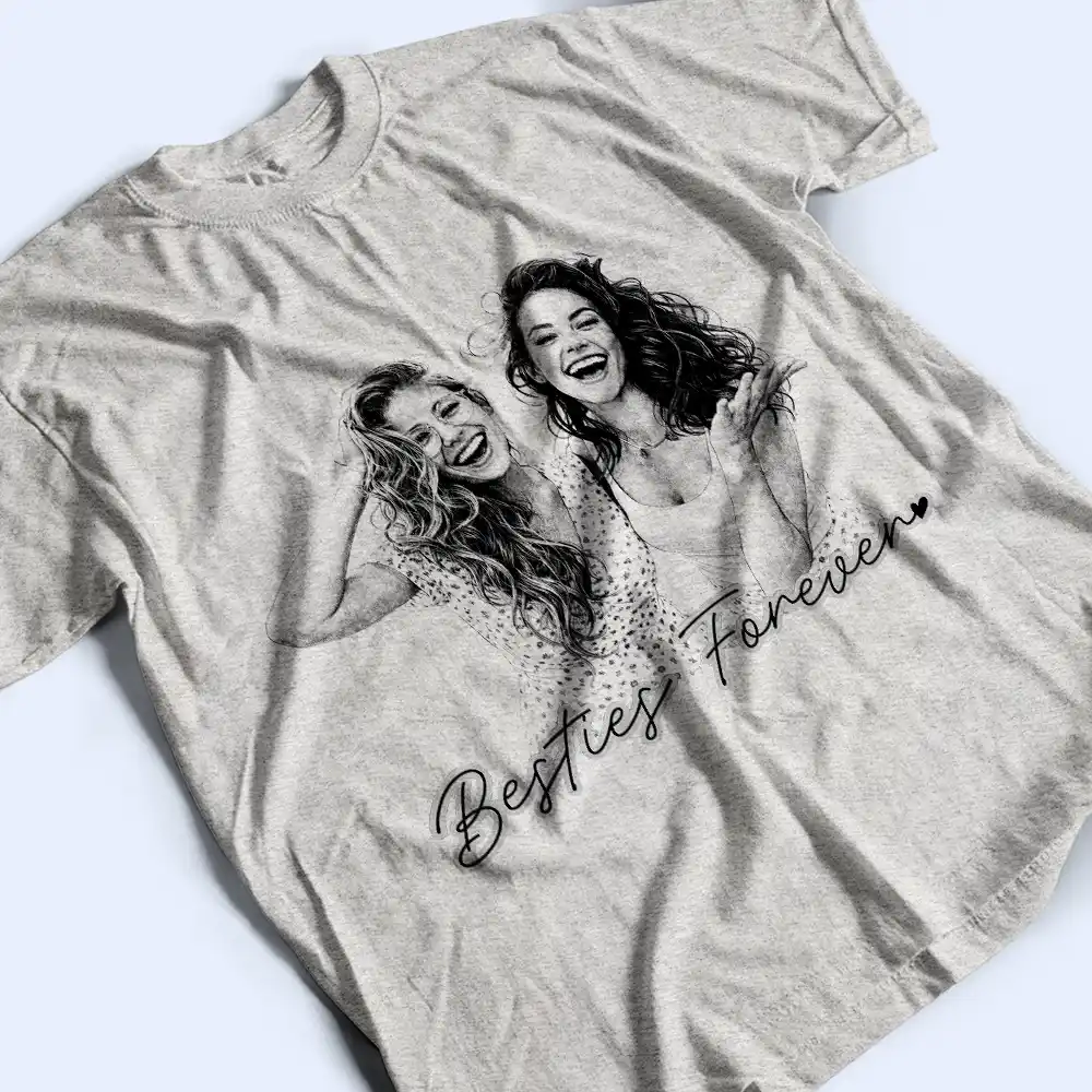Custom Photo Pencil Sketch Family Besties Dog Cat Portrait - Personalized T Shirt - Image 4