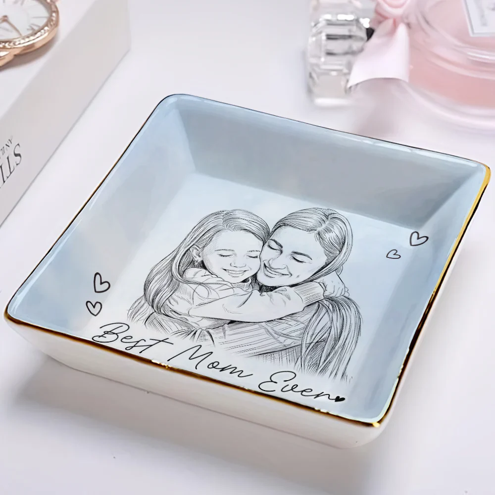 Custom Photo Pencil Sketch Family Dog Cat Portrait - Personalized Ring Dish - Image 3