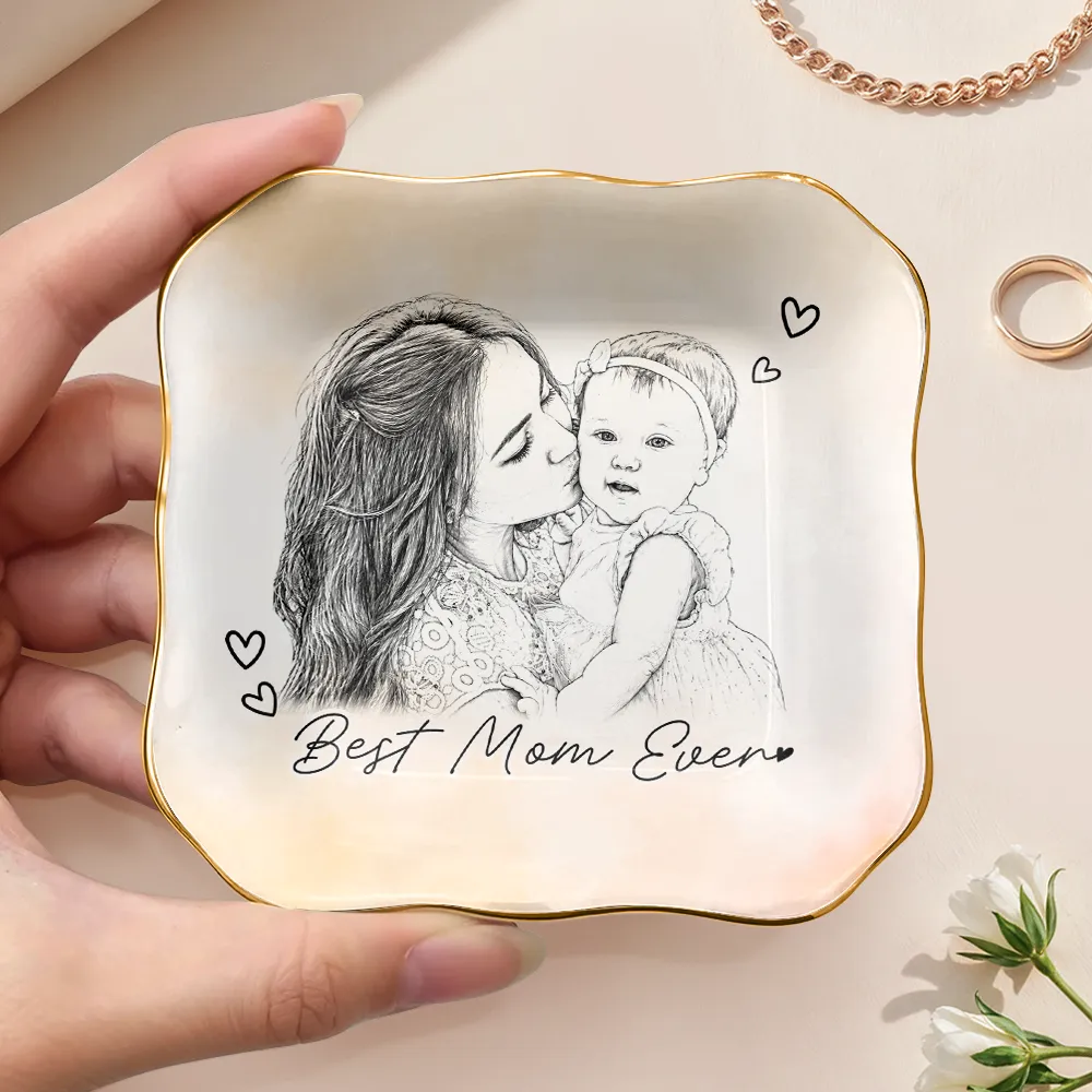 Custom Photo Pencil Sketch Family Dog Cat Portrait - Personalized Ring Dish - Image 4