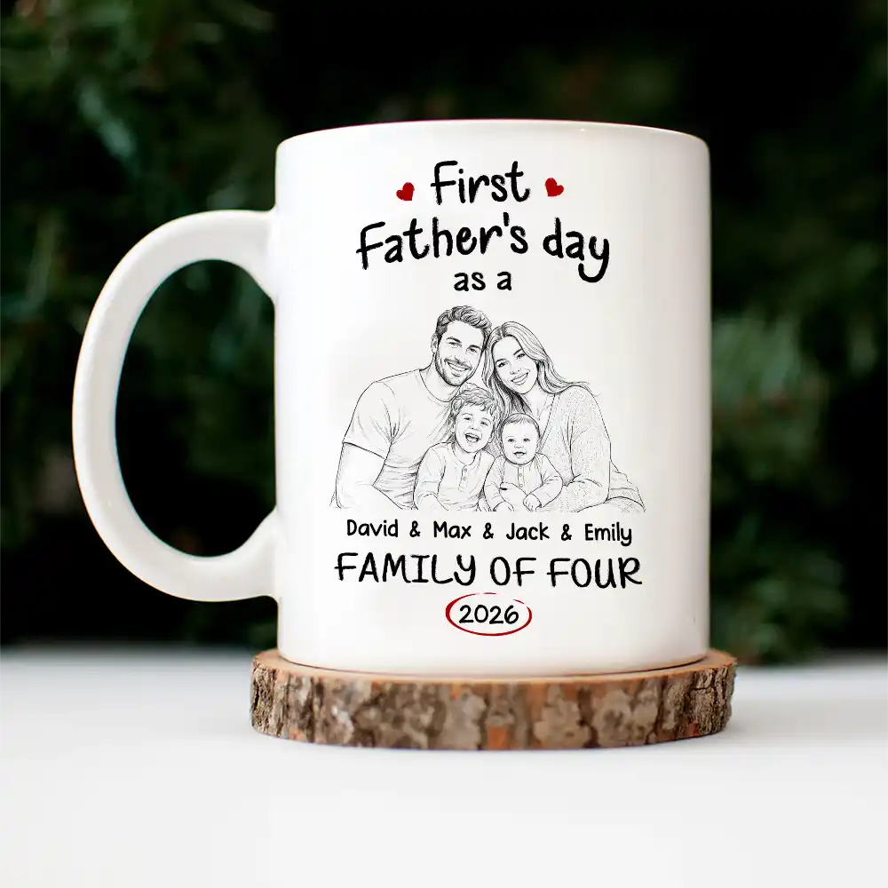 Custom Photo Pencil Sketch First Time Ever As A Family Of Three - Personalized Mug - Image 6