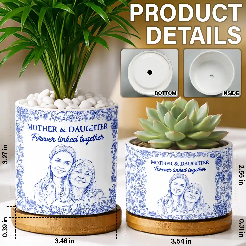 Custom Photo Pencil Sketch Grows Up To Be Your Best Friend - Personalized Ceramic Plant Pot - Image 6