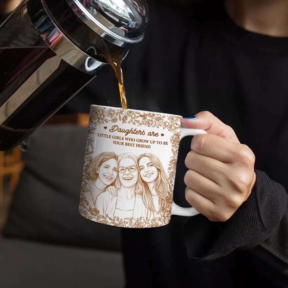 Custom Photo Pencil Sketch Grows Up To Be Your Best Friend - Personalized White Edge-to-Edge Mug - Image 5