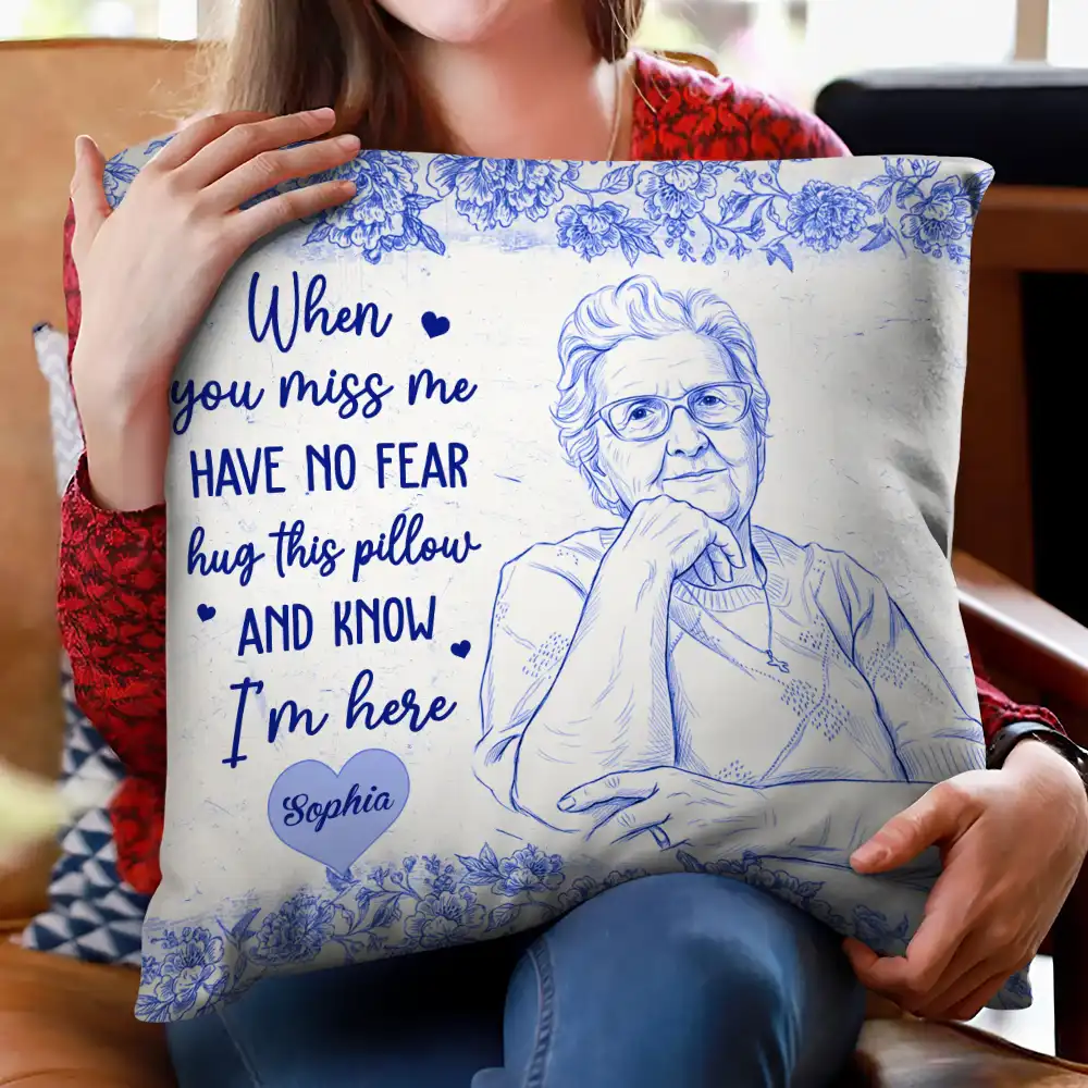 Custom Photo Pencil Sketch Have No Fear Hug This Pillow - Personalized Pillow - Image 3