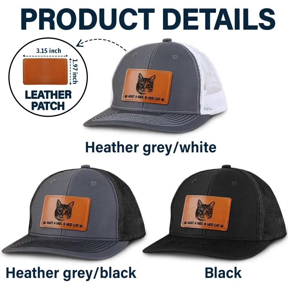 Custom Photo Pencil Sketch Just A Man & His Dog - Personalized Leather Patch Hat - Image 6