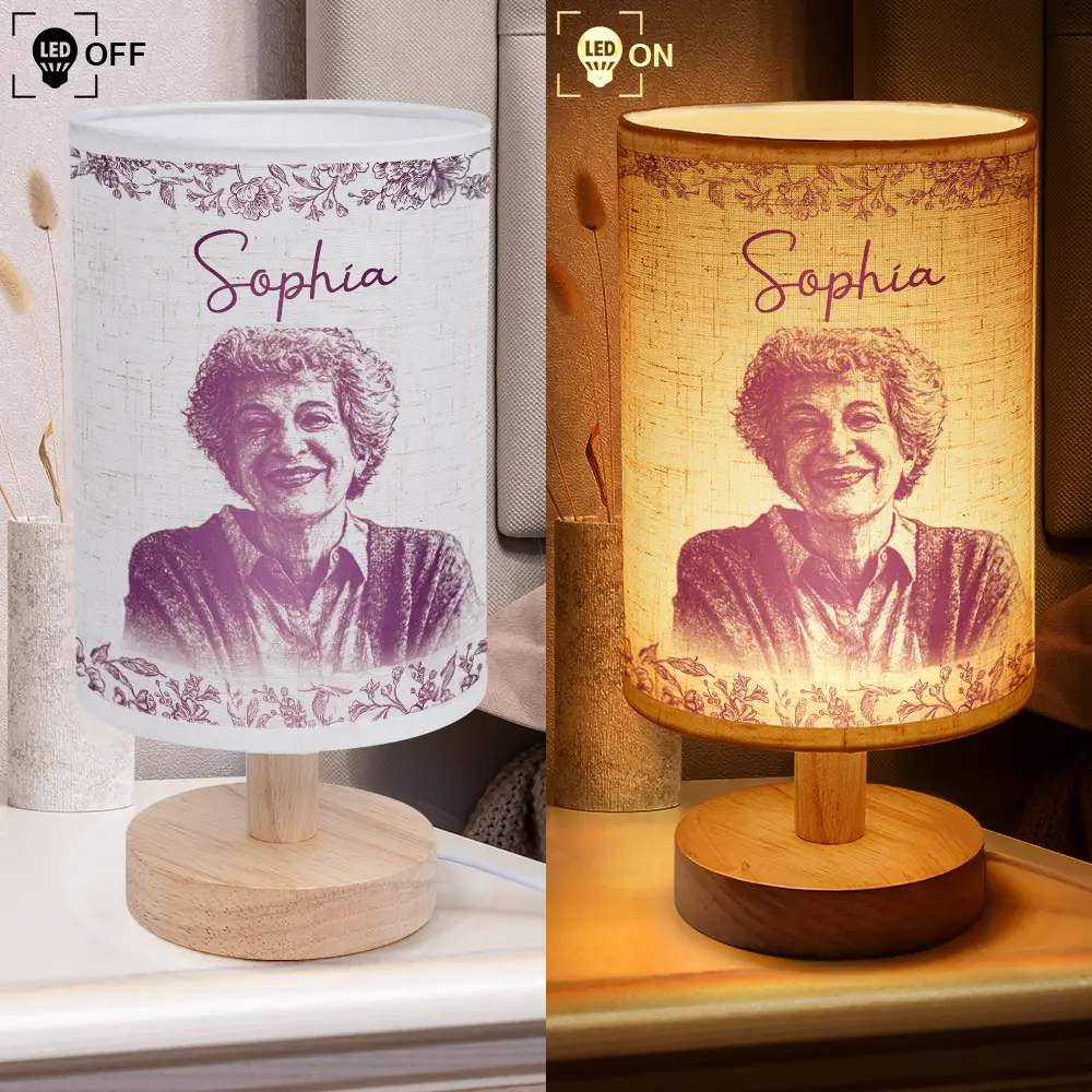Custom Photo Pencil Sketch Memorial Family Dog Cat Portrait - Personalized Fabric Lamp - Image 5