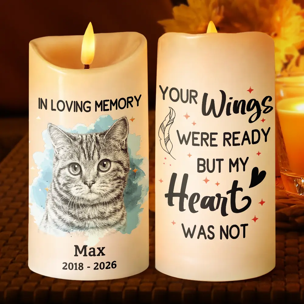 Custom Photo Pencil Sketch Memorial Pet Loss Your Light Will Always Shine In My Heart - Personalized Flameless LED Candle - Image 3