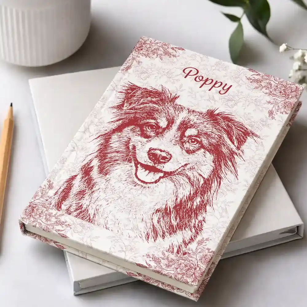 Custom Photo Pencil Sketch Person Dog Cat Portrait - Personalized Hardcover Journal - Image 3