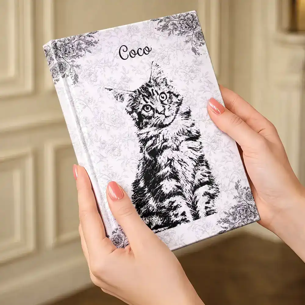 Custom Photo Pencil Sketch Person Dog Cat Portrait - Personalized Hardcover Journal - Image 5