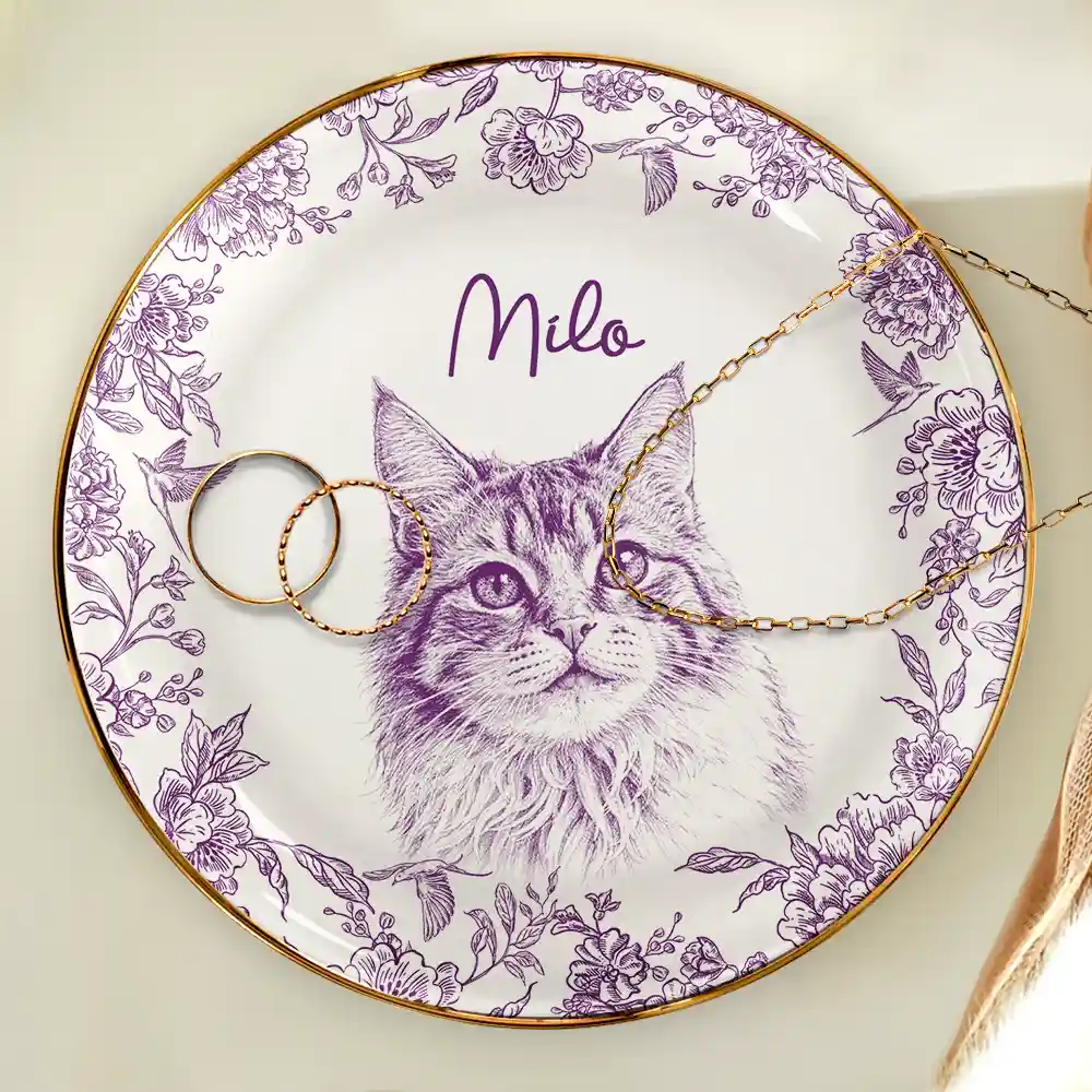 Custom Photo Pencil Sketch Pet Photo - Personalized Ring Dish - Image 4