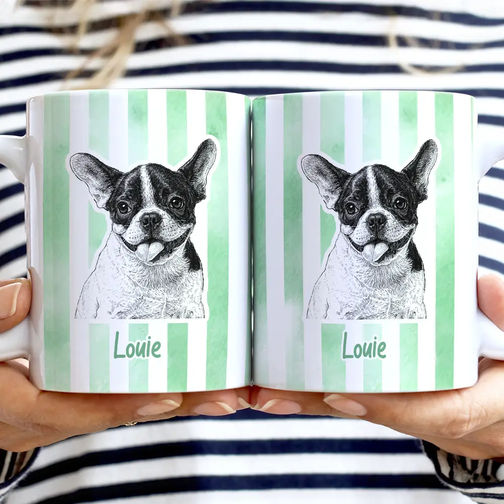 Custom Photo Pencil Sketch Pet Portrait & Name - Personalized White Edge-to-Edge Mug - Image 3