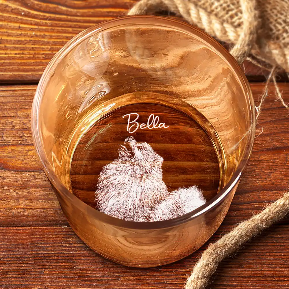 Custom Photo Pencil Sketch Pet Portrait - Personalized Whiskey Glass - Image 5