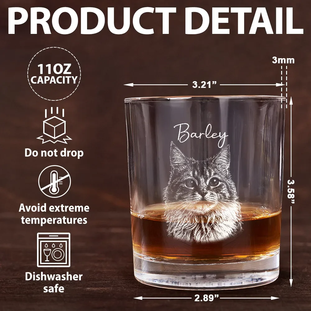 Custom Photo Pencil Sketch Pet Portrait - Personalized Whiskey Glass - Image 7
