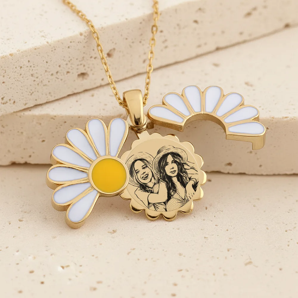 Custom Photo Pencil Sketch Portrait Jewelry For Women - Personalized Hidden Message Necklace - Image 4