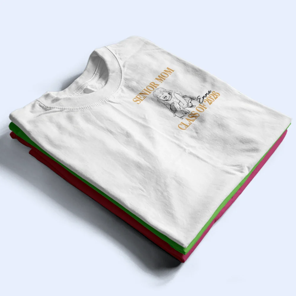 Custom Photo Pencil Sketch Senior Mom Graduation - Personalized T Shirt - Image 3