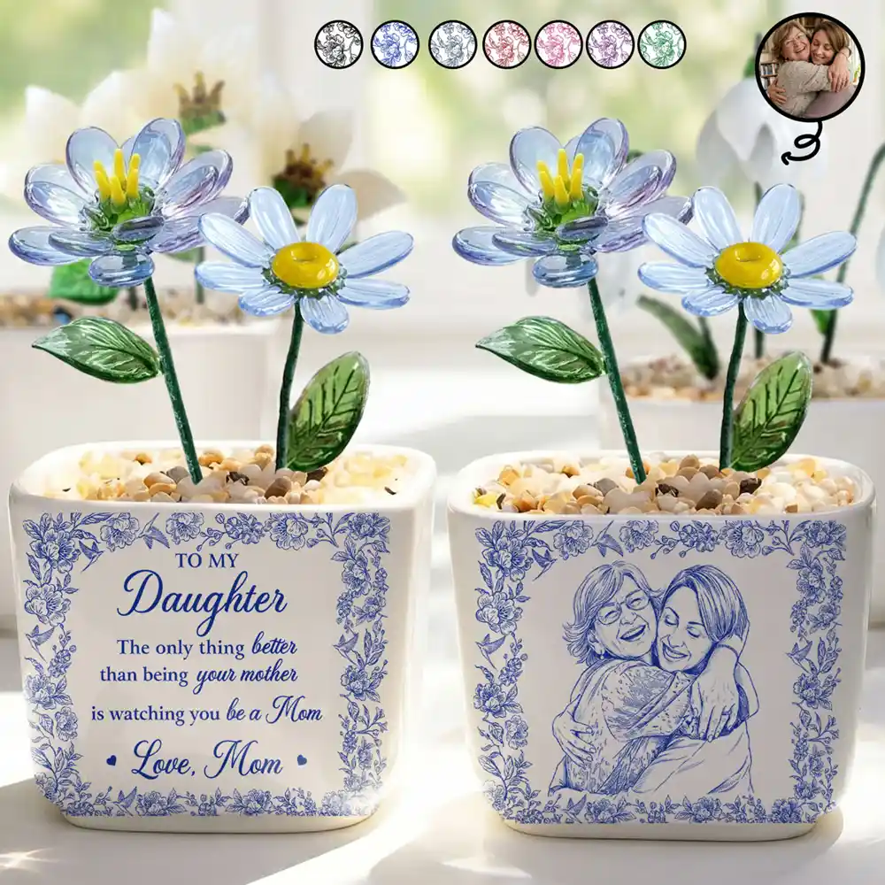 Custom Photo Pencil Sketch The Only Thing Better Than Being Your Mother - Personalized Glass Flower Plant Pot