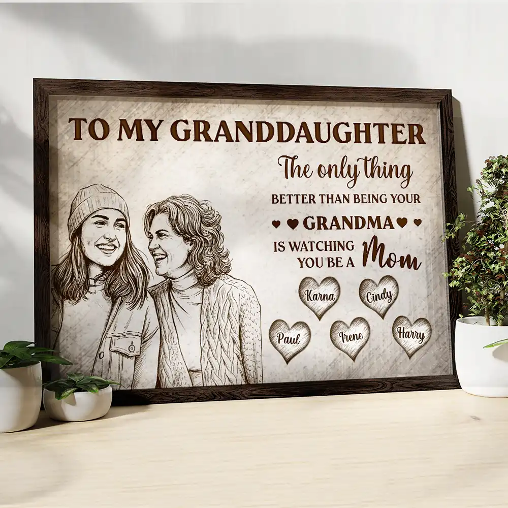 Custom Photo Pencil Sketch To My Daughter Mom And Daughter - Personalized Poster - Image 5