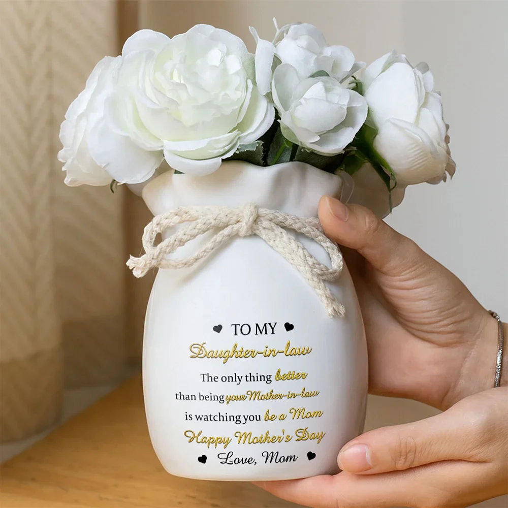 Custom Photo Pencil Sketch Watching You Be A Mom - Personalized Ribbon Tie Flower Vase - Image 5