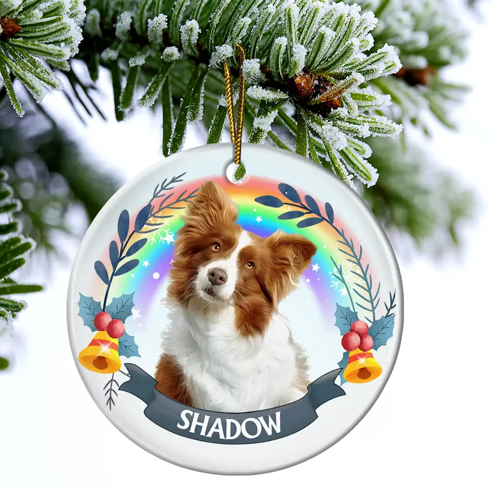 Custom Photo Pet Face Christmas Dog Cat - Personalized Circle Ceramic Ornament - Image 5