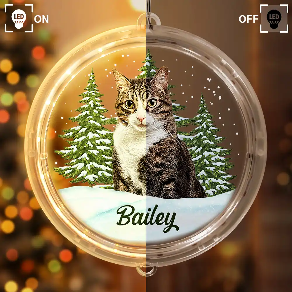 Custom Photo Pet Face Christmas Gift For Dog Cat Lovers - Personalized LED Pendant Light - Image 3