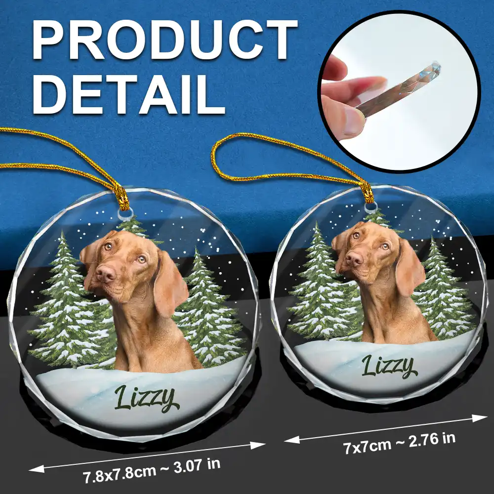 Custom Photo Pet Face - Christmas Gift For Dog Lovers, Cat Lovers, Pet Lovers, Pet Memorial - Personalized Circle Glass Ornament - Image 7