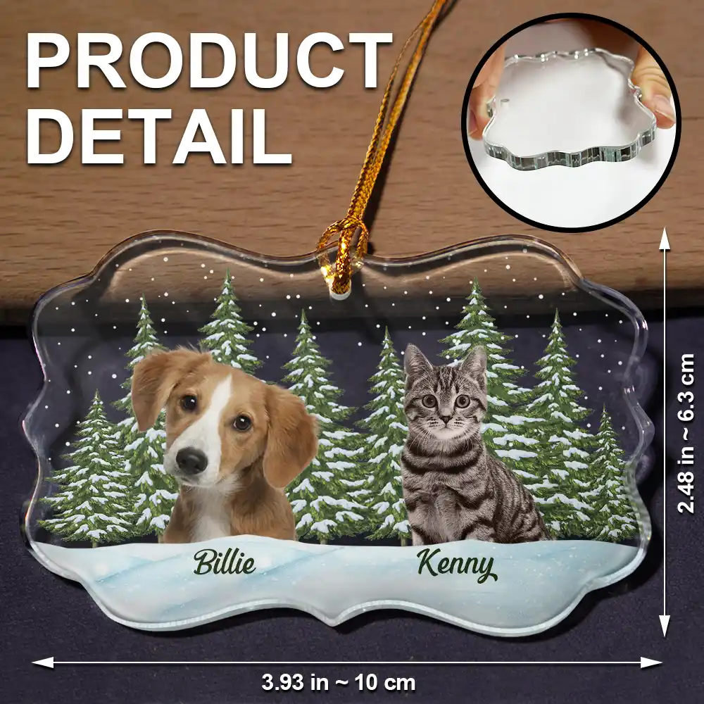 Custom Photo Pet Face Dog Cat Family - Personalized Medallion Glass Ornament - Image 6