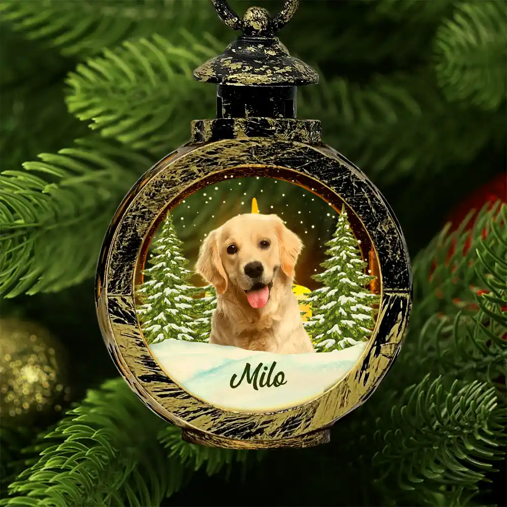 Custom Photo Pet Face Dog Cat Memorial - Personalized Candlelight Lantern Ornament - Image 3