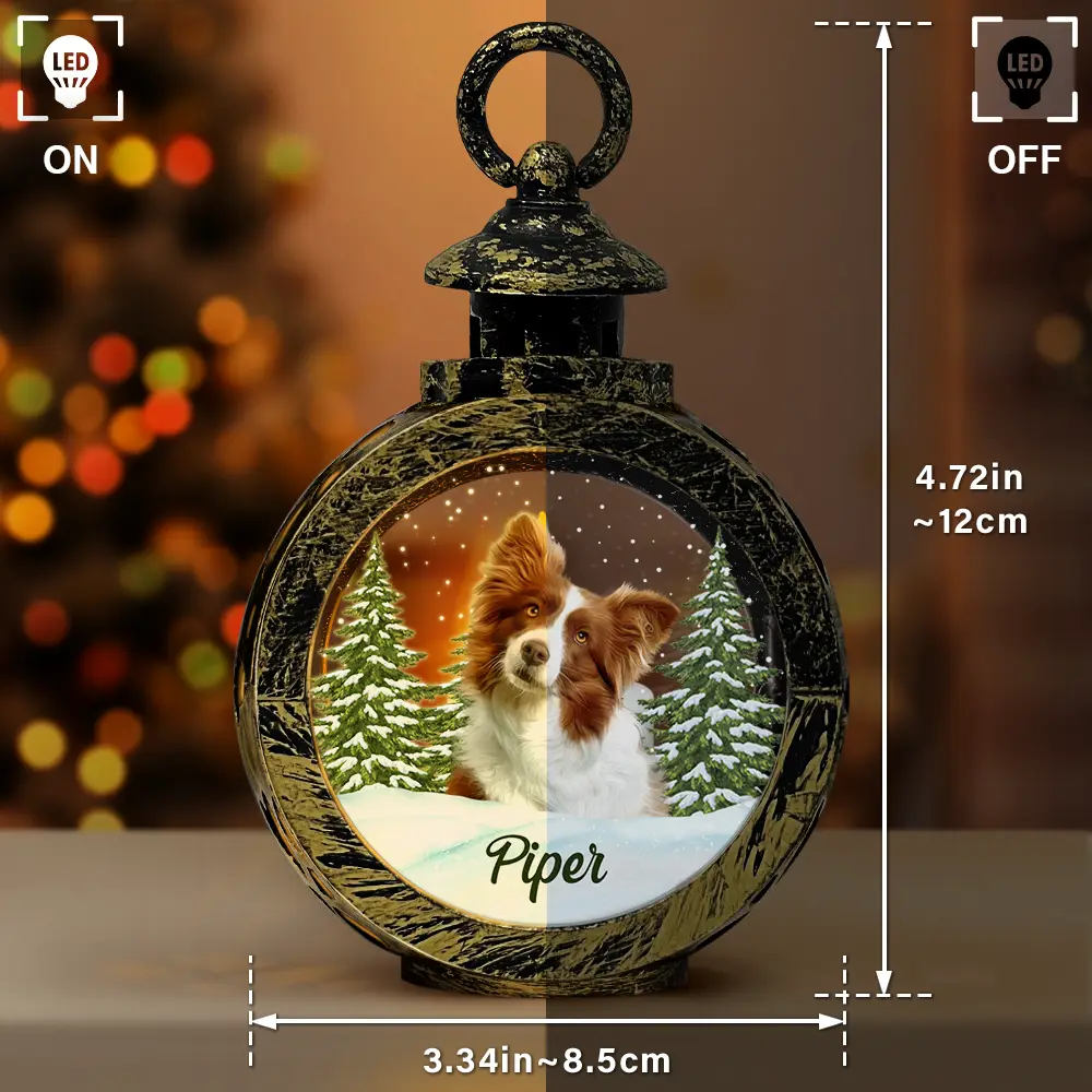 Custom Photo Pet Face Dog Cat Memorial - Personalized Candlelight Lantern Ornament - Image 4