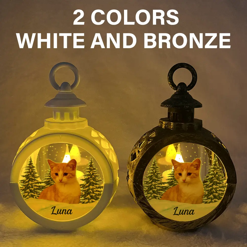 Custom Photo Pet Face Dog Cat Memorial - Personalized Candlelight Lantern Ornament - Image 6