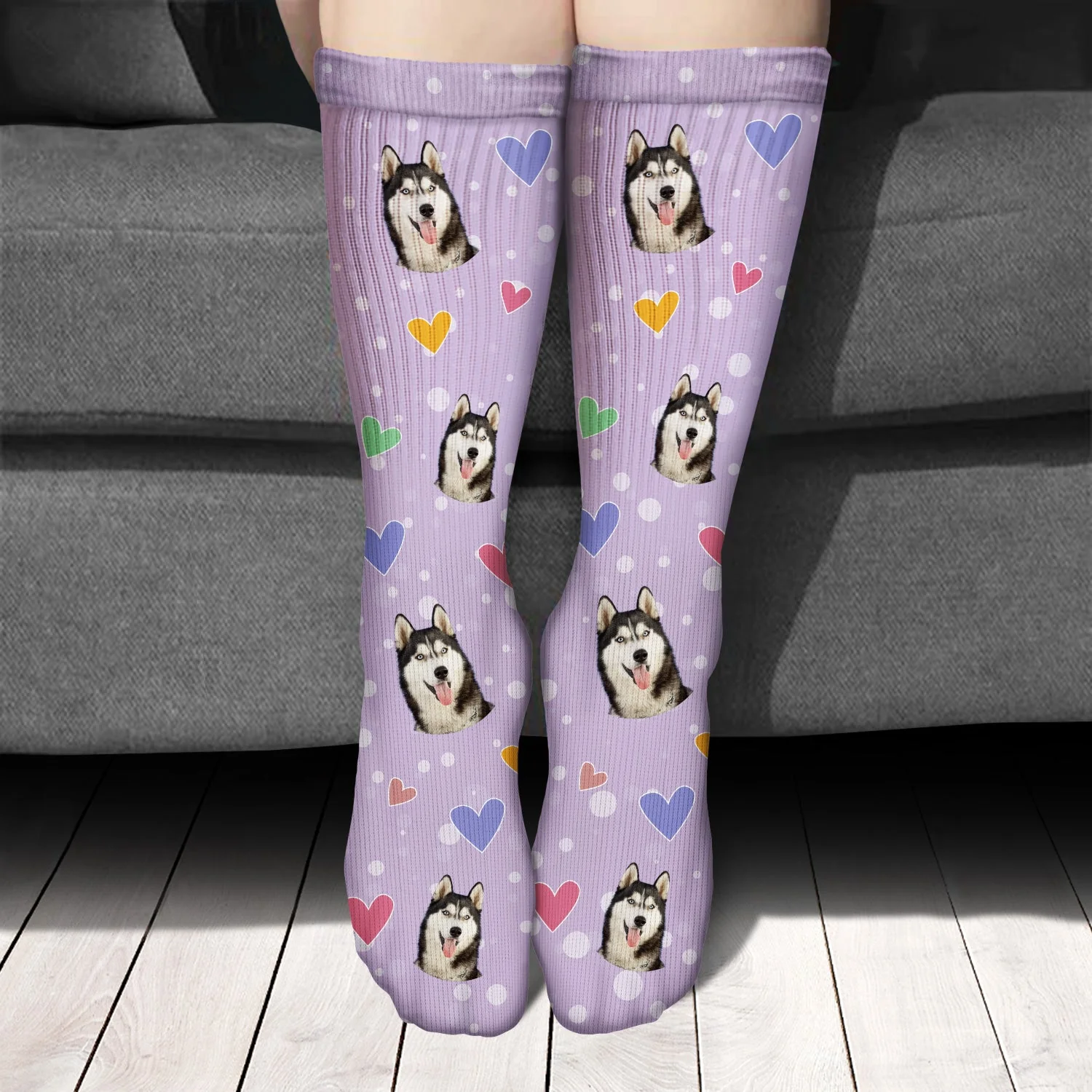 Custom Photo Pet Face Family - Gift For Family, Pet Lovers - Personalized Socks - Image 4