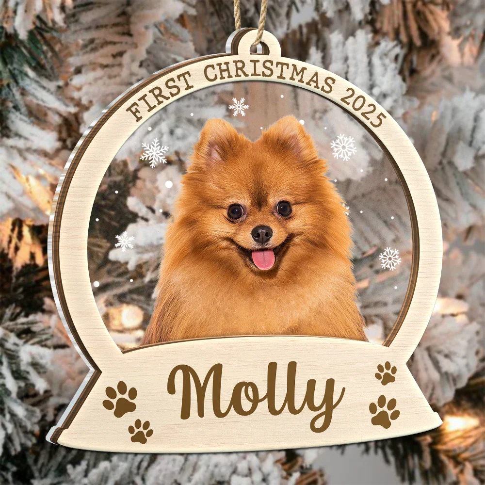 Custom Photo Pet Face First Christmas - Personalized 2-Layered Mix Ornament - Image 4