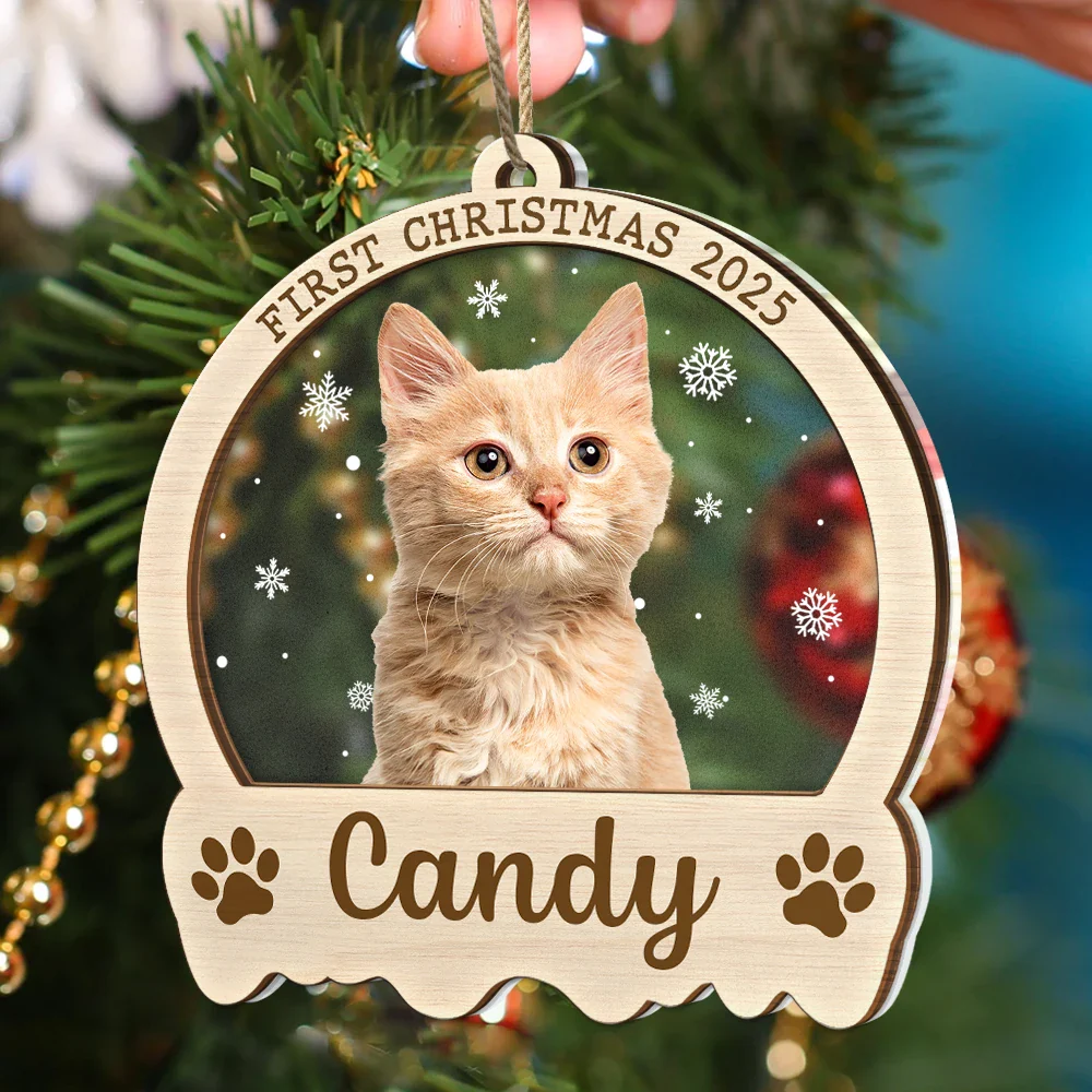 Custom Photo Pet Face First Christmas - Personalized 2-Layered Mix Ornament - Image 5