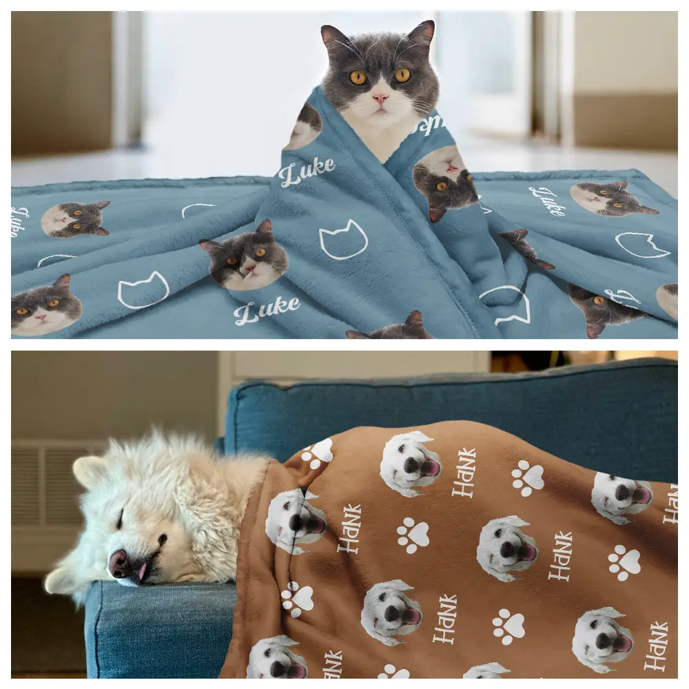 Custom Photo Pet Face Frontside - Personalized Pet Blanket - Image 5