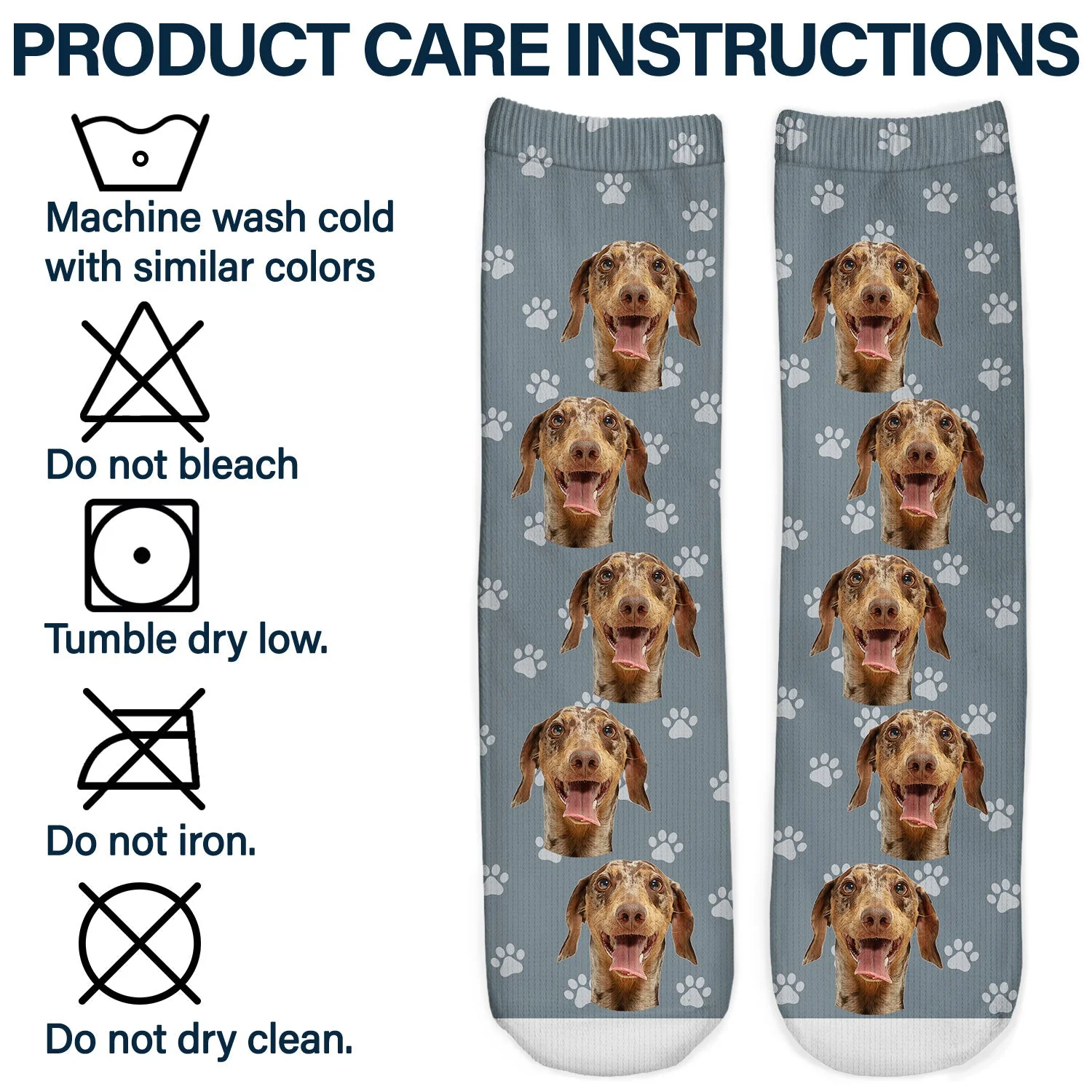 Custom Photo Pet Face Funny Pattern - Gift For Dog Lovers, Cat Lovers, Family - Personalized Socks - Image 7