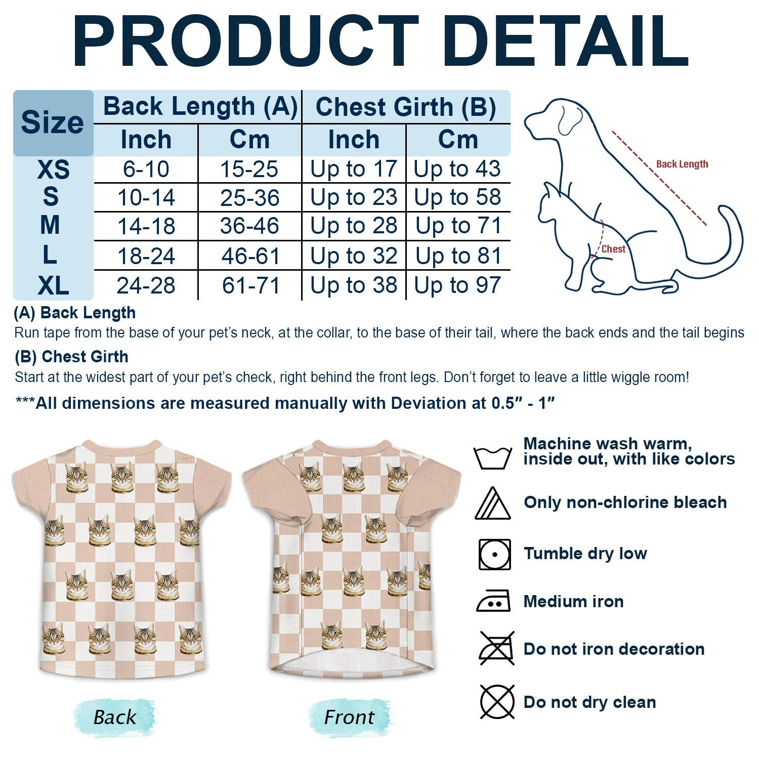 Custom Photo Pet Face Groovy Checkered Pattern - Gift For Dog Lovers, Cat Lovers - Personalized Pet Shirt - Image 3