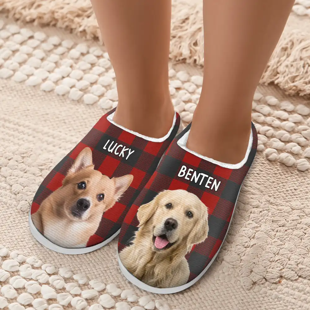 Custom Photo Pet Face - Personalized Fluffy Slippers - Image 6