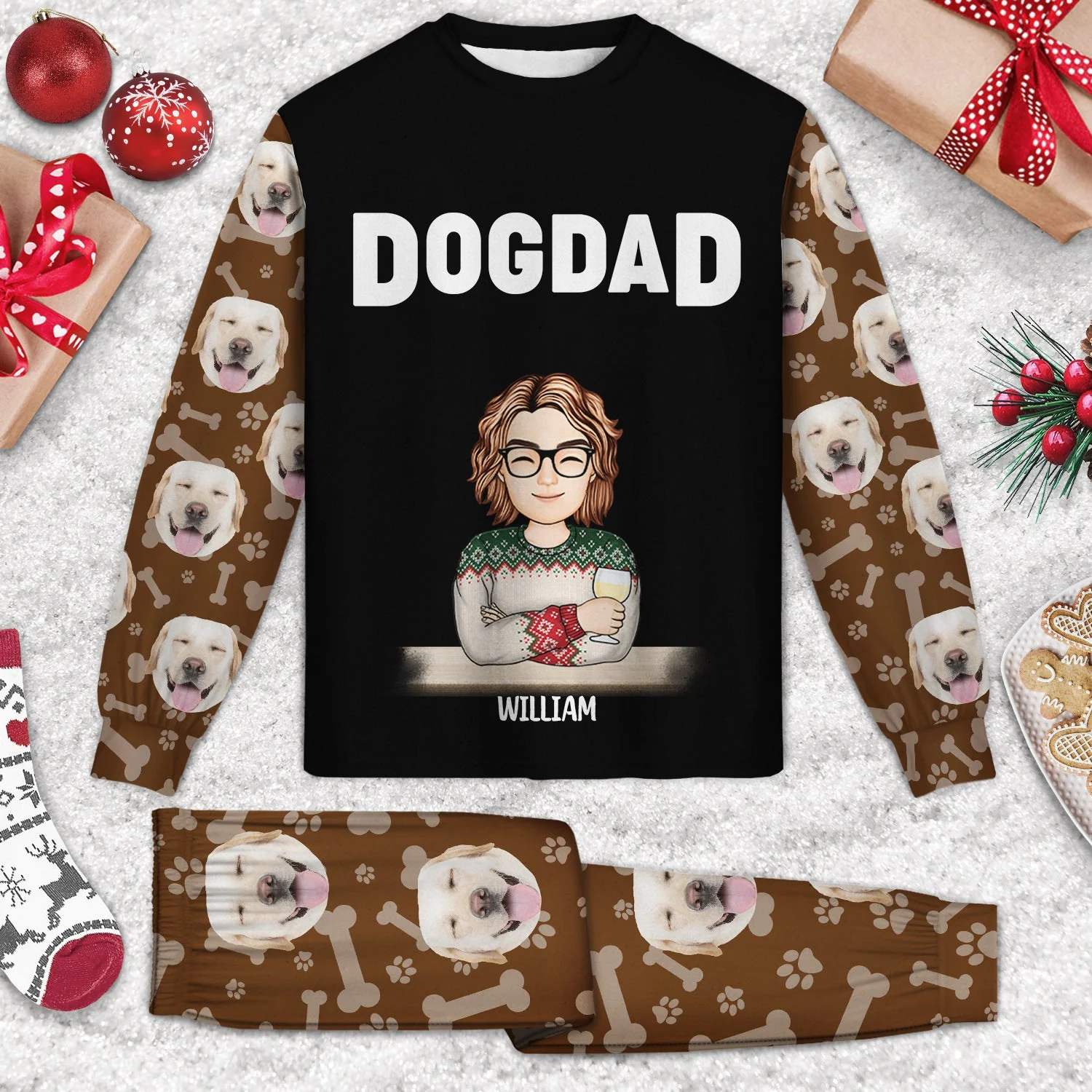 Custom Photo Pet Face Pet Mom - Gift For Pet Lovers - Personalized Unisex Pajamas Set - Image 4