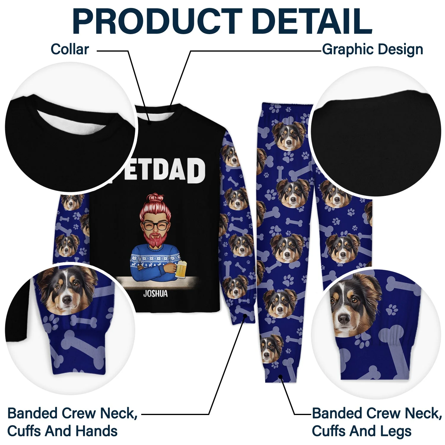 Custom Photo Pet Face Pet Mom - Gift For Pet Lovers - Personalized Unisex Pajamas Set - Image 6