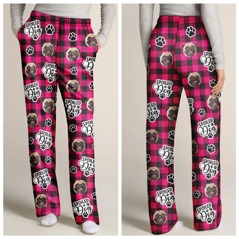 Custom Photo Pet Face Spoiled Pets - Personalized Pajama Pants - Image 4