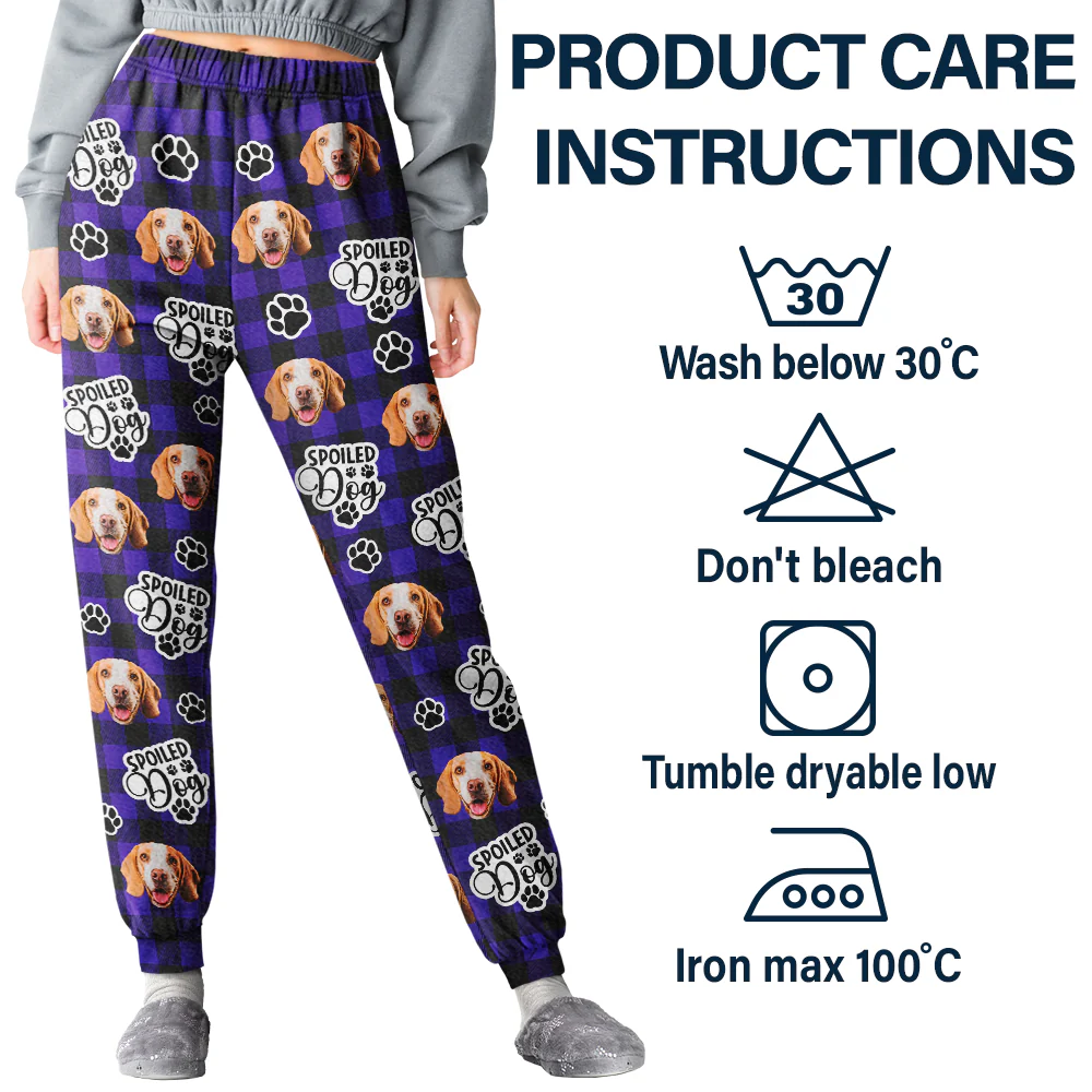 Custom Photo Pet Face Spoiled Pets - Personalized Pajama Pants - Image 6
