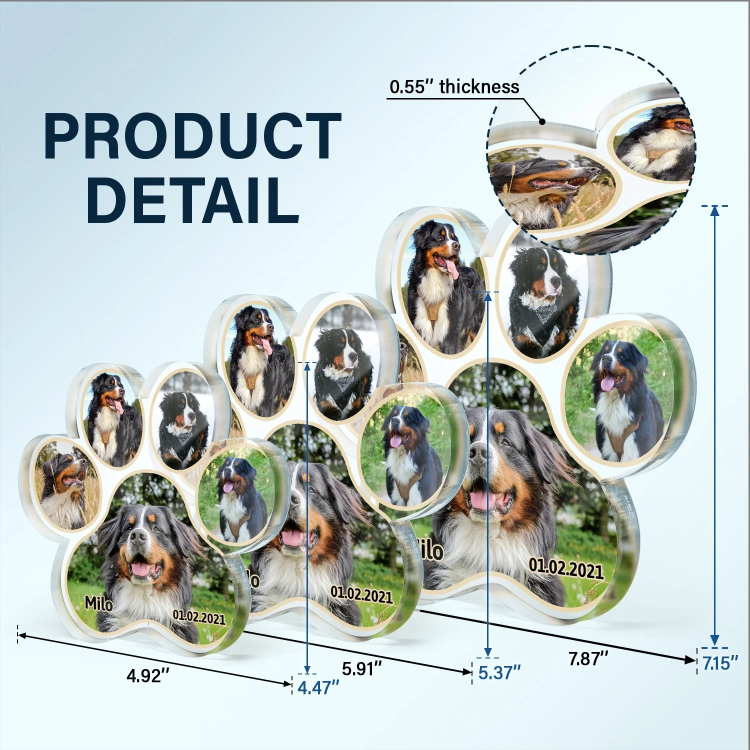 Custom Photo Pet Loss - Memorial Gift For Dog Lover, Cat Mom - Personalized Paw Shaped Acrylic Plaque - Image 5