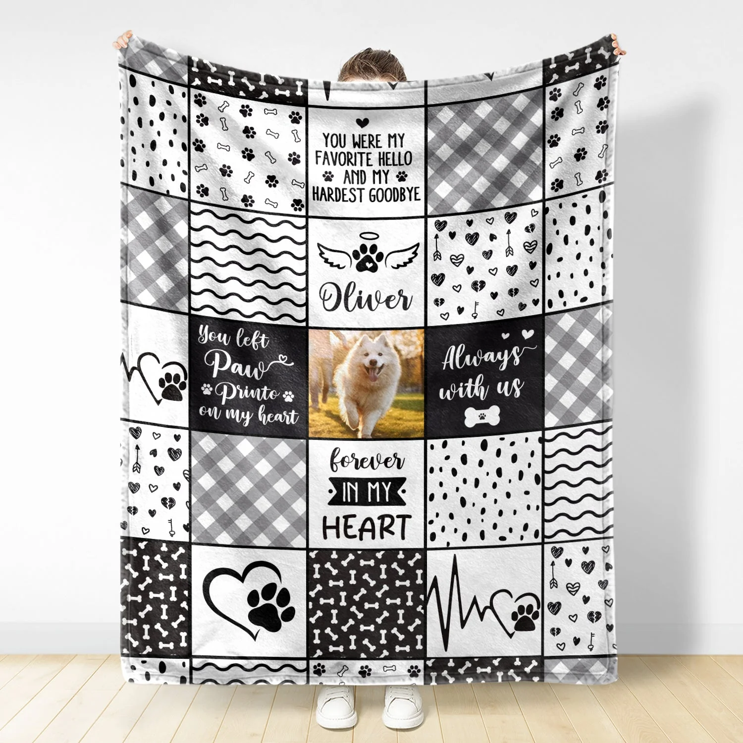 Custom Photo Pet Memorial Always With Us - Memorial Gift For Pet Lovers - Personalized Fleece Blanket, Sherpa Blanket - Image 3